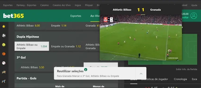 Apostando enquanto assiste na bet365