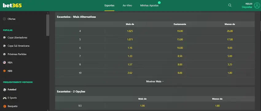 Bet365 Como criar apostas de escanteios