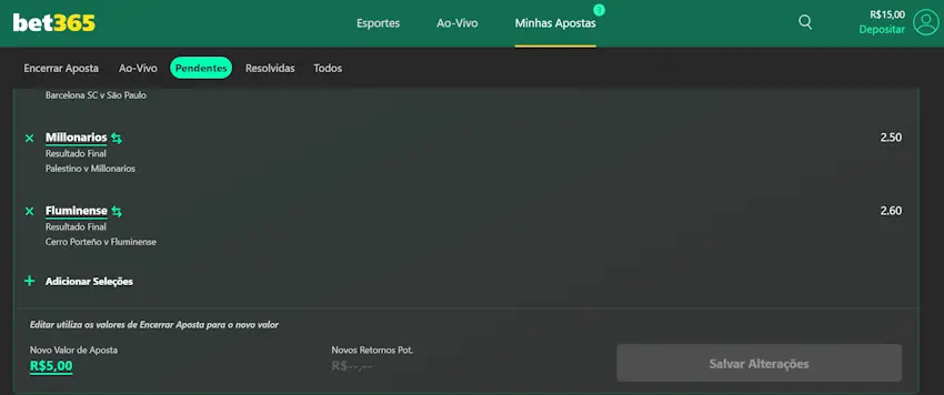 Bet365 Editar apostas Como mudar as seleções da sua aposta