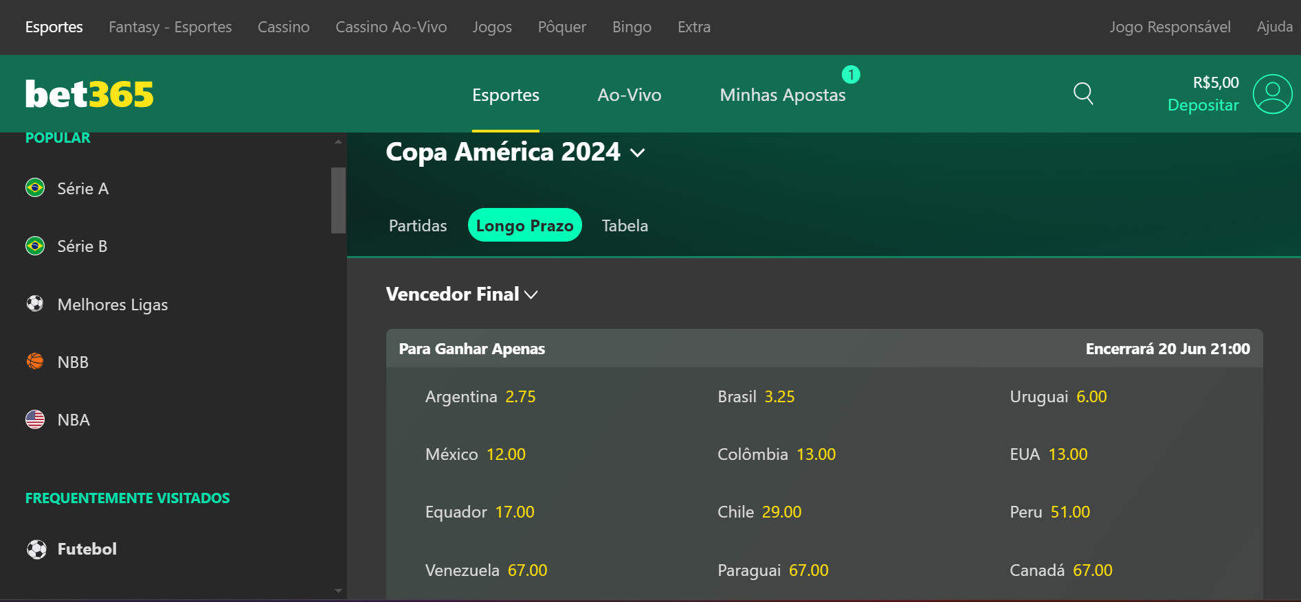 Bet365 - Como fazer apostas de longo prazo