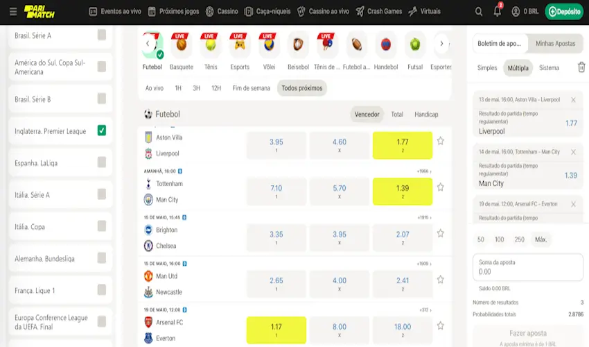 Como fazer apostas múltiplas com a Parimatch