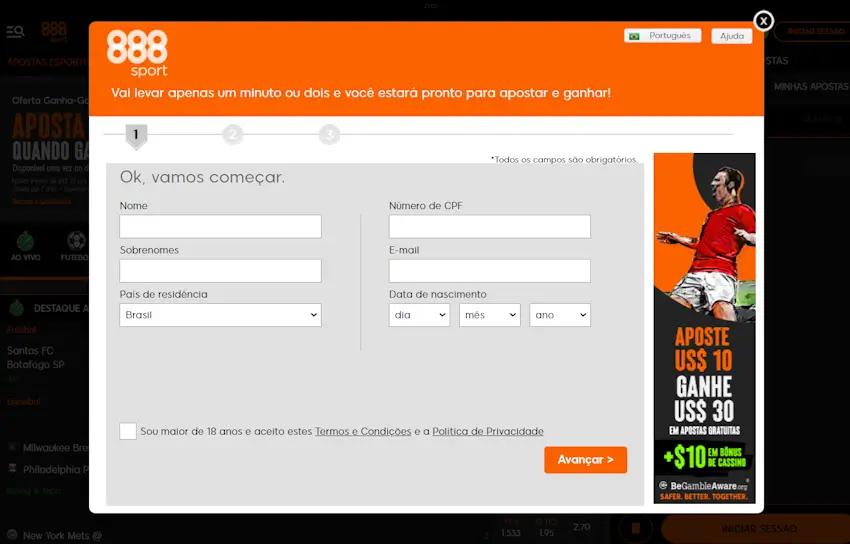 Como se cadastrar na 888Sport e começar a apostar hoje mesmo 1